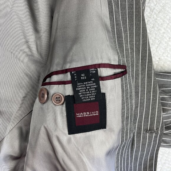 MASSIMO MODA Collezione Men's Grey White Stripped Suit Blazer Jacket Size 42R - Picture 12 of 16